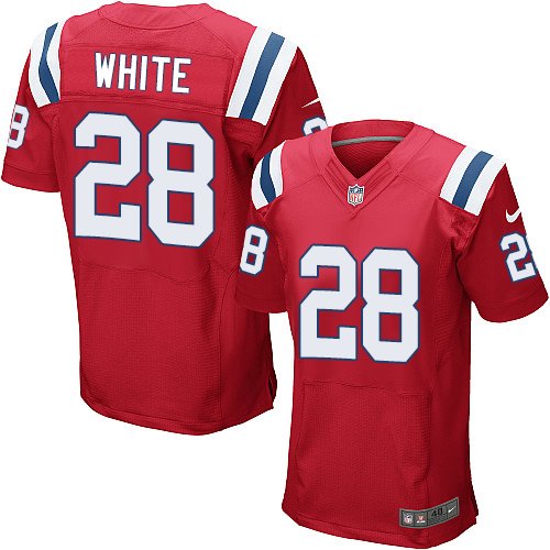 Men's Elite James White Nike Jersey Red Alternate - #28 NFL New England Patriots